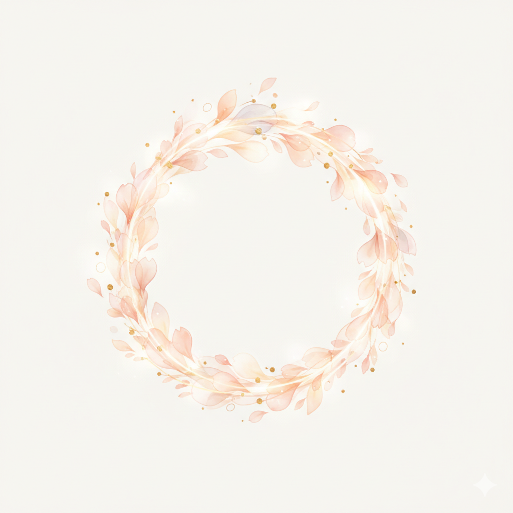 Ilustração de uma delicada guirlanda de folhas em tons de pêssego e rosa com detalhes dourados, emoldurando o conteúdo sobre se a oxandrolona aumenta a libido.