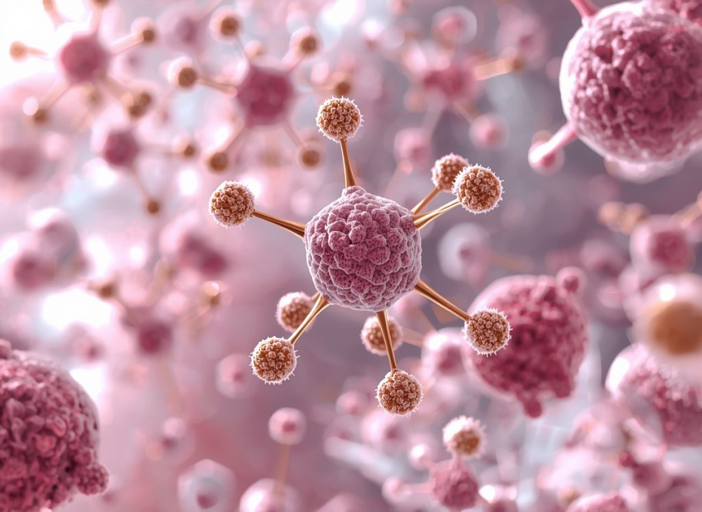 Representação visual da complexidade hormonal e os processos químicos de quando a oxandrolona aumenta a libido e os riscos de virilização.