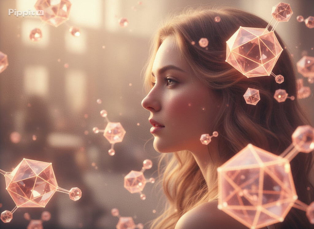 Representação da química hormonal e como o hormônio feminino aumenta o desejo.