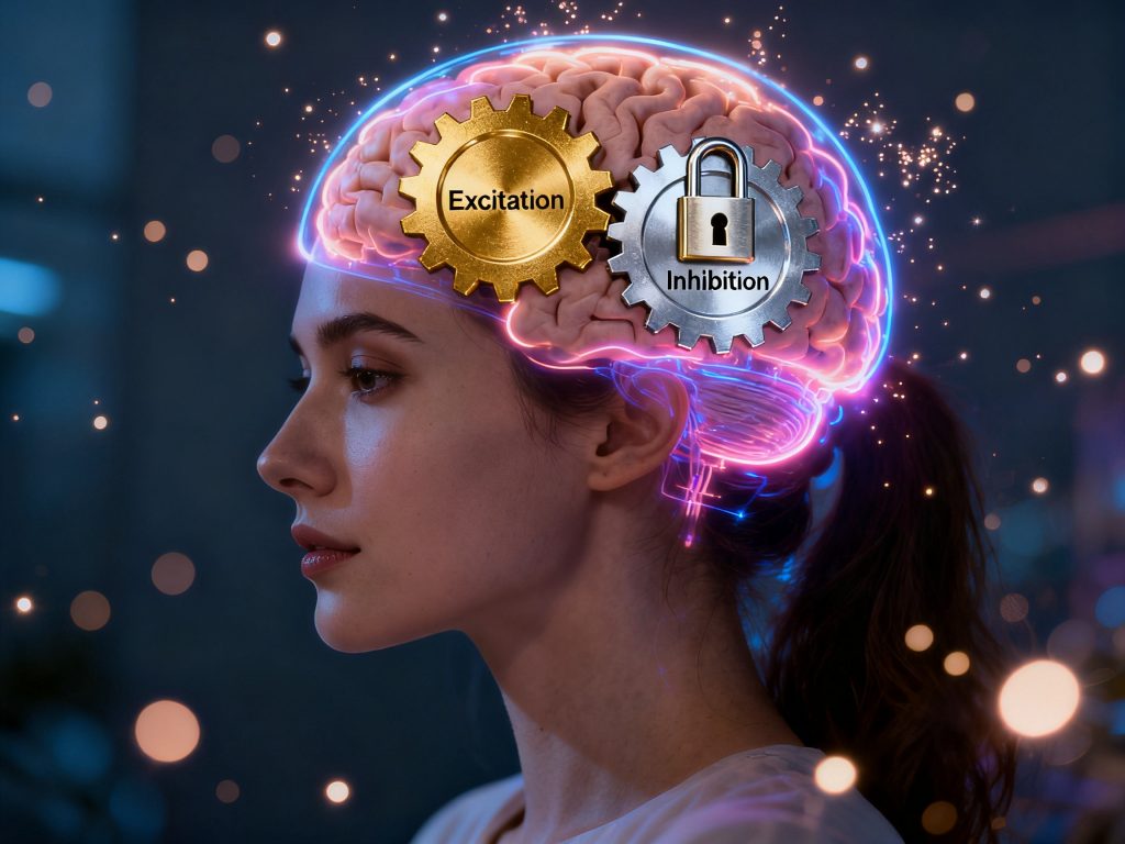 Representação conceitual da psicologia da libido feminina: o equilíbrio entre aceleradores de excitação e freios de inibição.