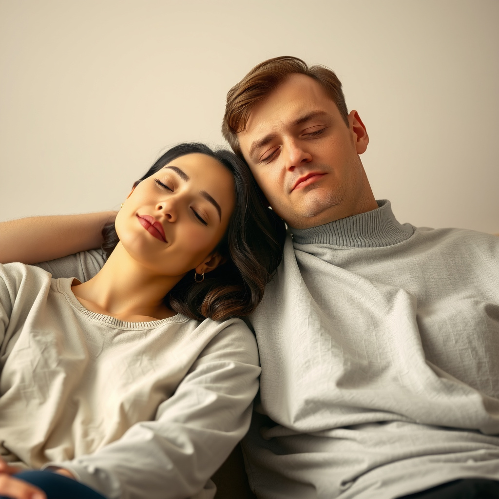 Casal se apoiando emocionalmente em um momento tranquilo em casa, fortalecendo a parceria no pósparto.