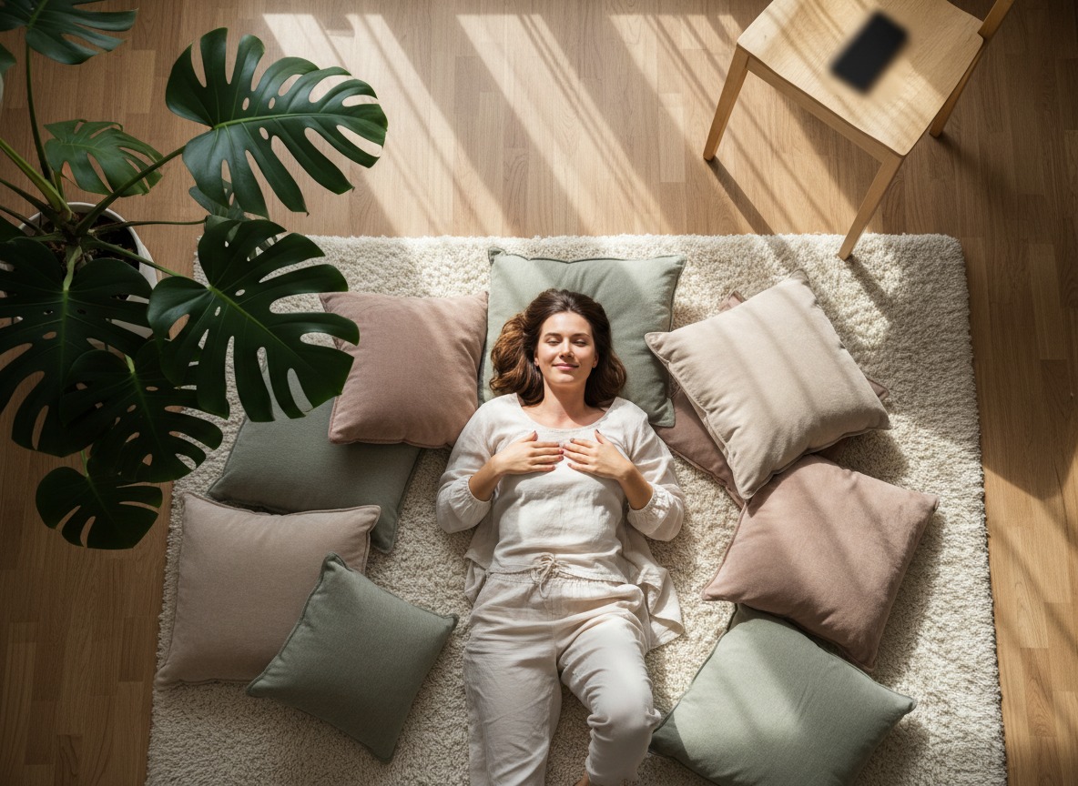 Mulher praticando desconexão digital para melhorar a libido e saúde mental.